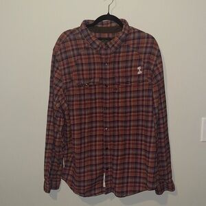 Harley Davidson Plaid Snap Button 100% Cotton Womens 2XL EUC Flannel Logo Biker